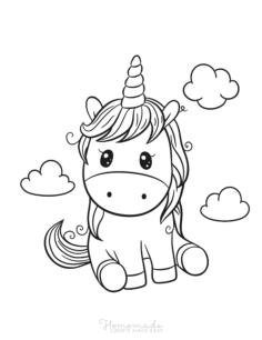 Cute Kawaii Baby Unicorn Clouds Unicorn Coloring Pdf, Free Vectors File
